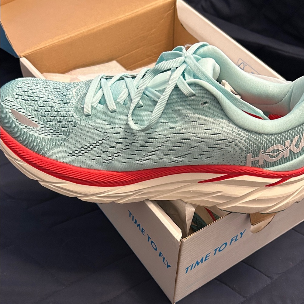 Hoka Women's Teal and Red Athletic Shoes